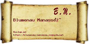Blumenau Manassé névjegykártya